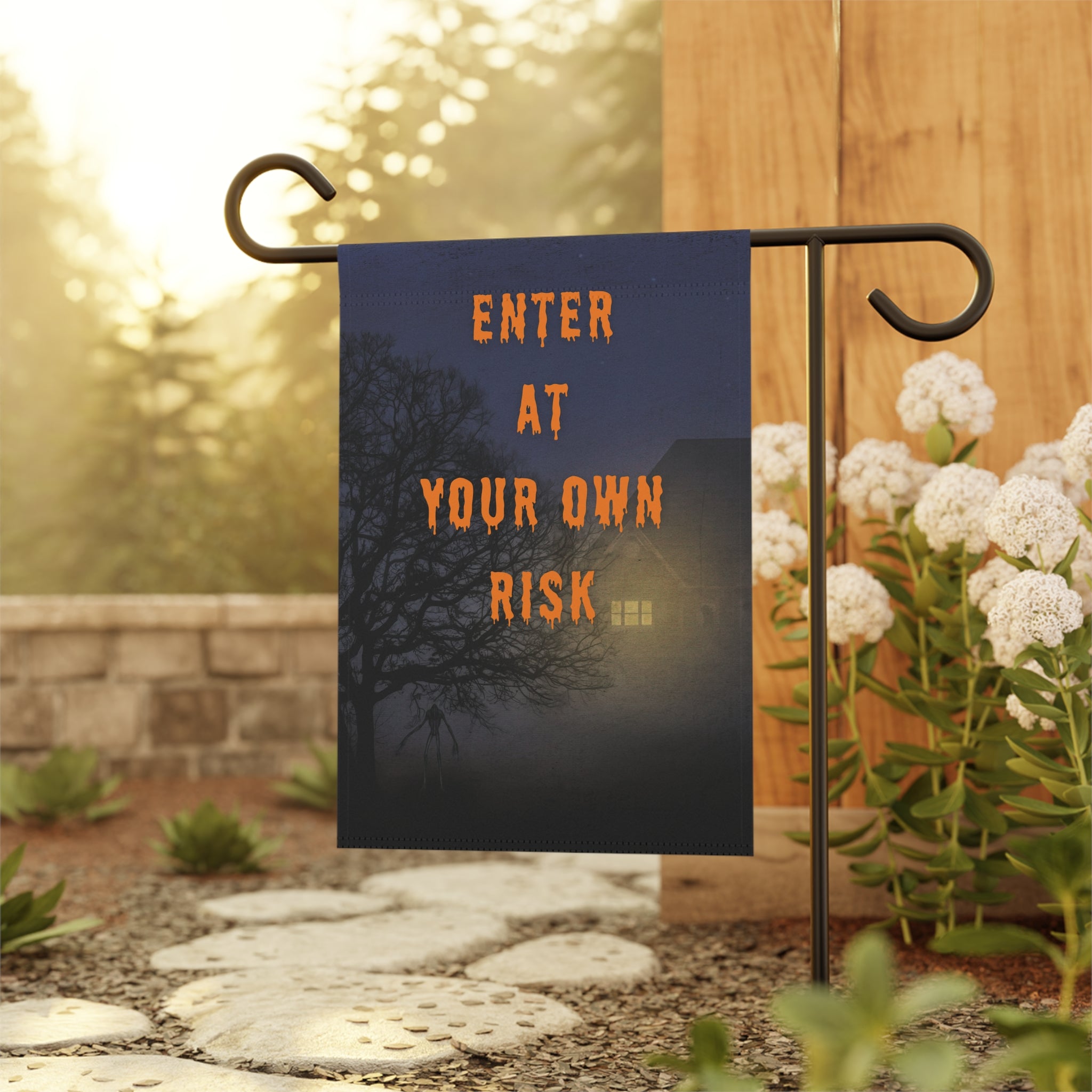 Enter at Your Own Risk Halloween Grass Banner