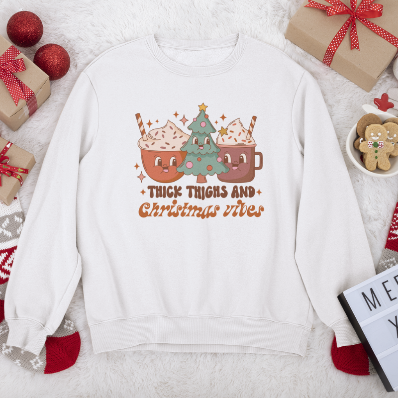 Thick Thighs And Christmas Vibes Sweater