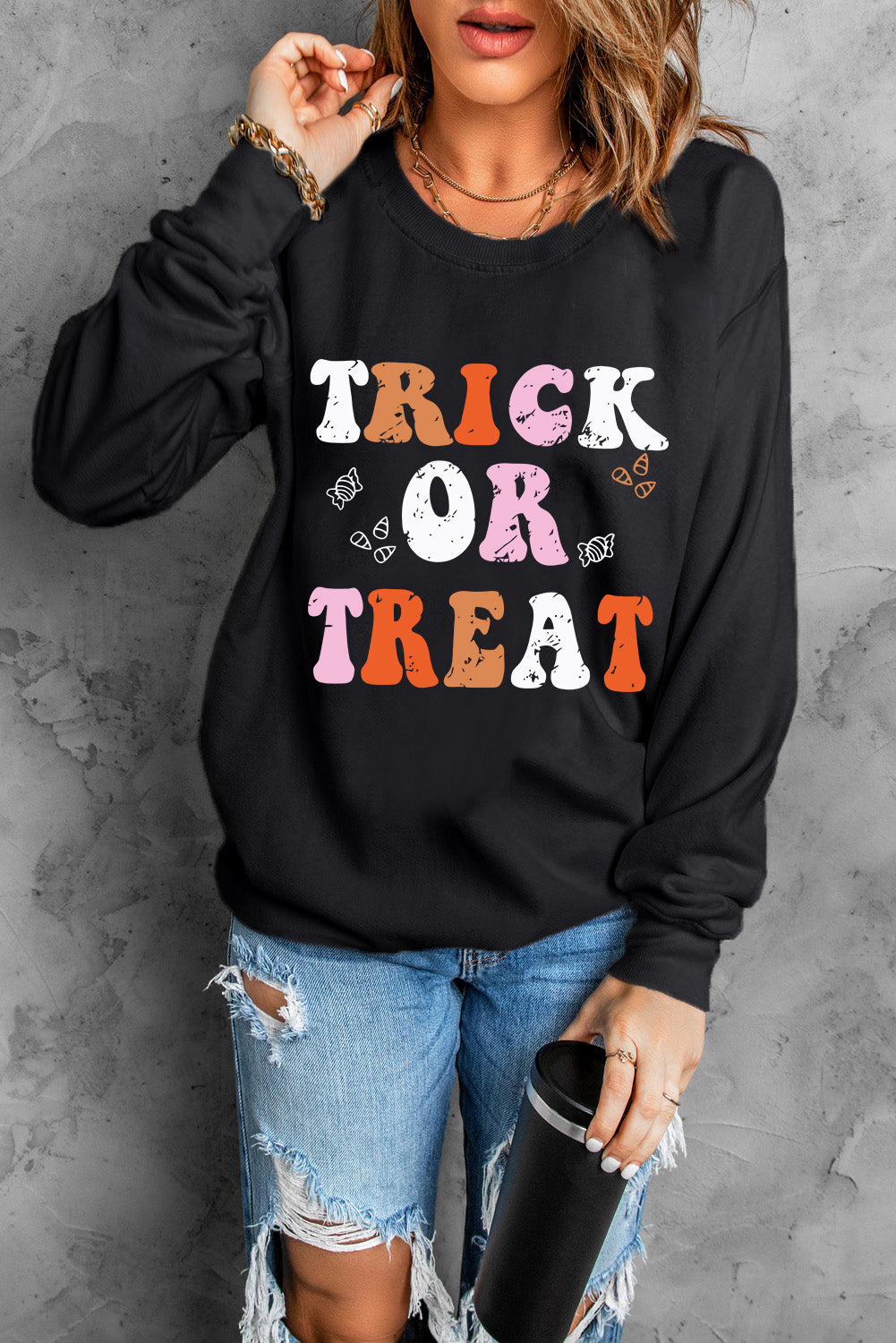 Trick or Treat Halloween Long Sleeve Sweater