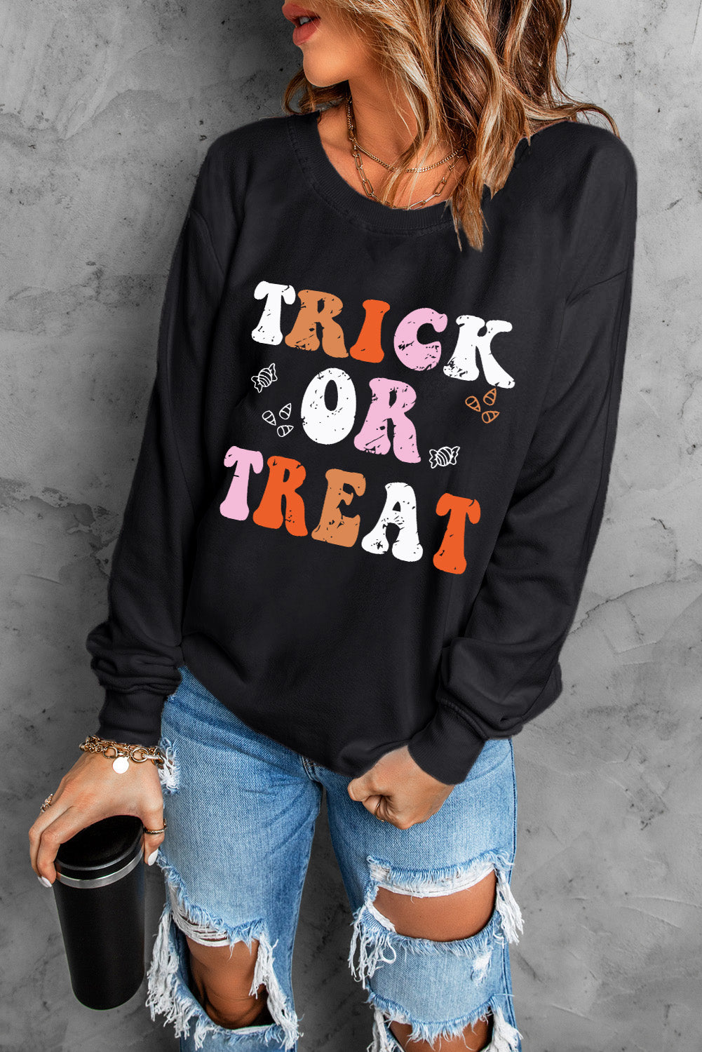 Trick or Treat Halloween Long Sleeve Sweater